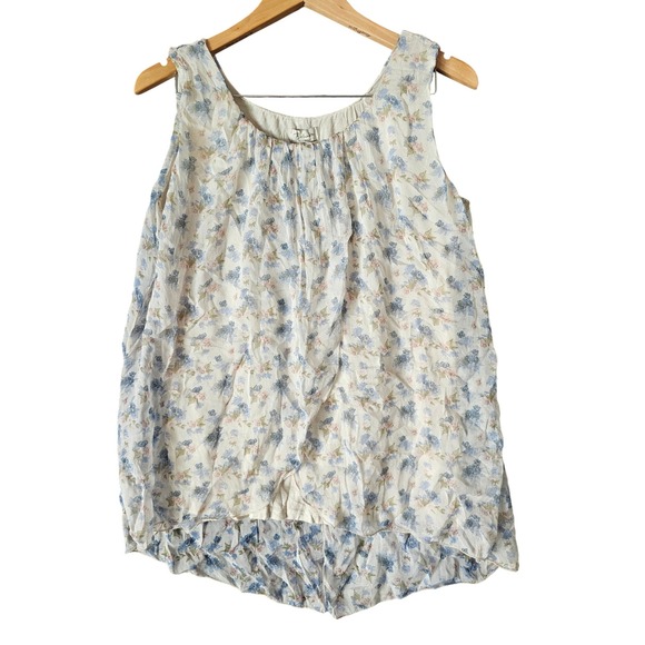Bellambia Floral Cottagecore Silk Tank Top Made in Italy Sleeveless Blouse sz L - Picture 1 of 8